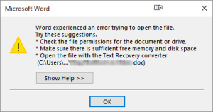 Permissions Error Dialog